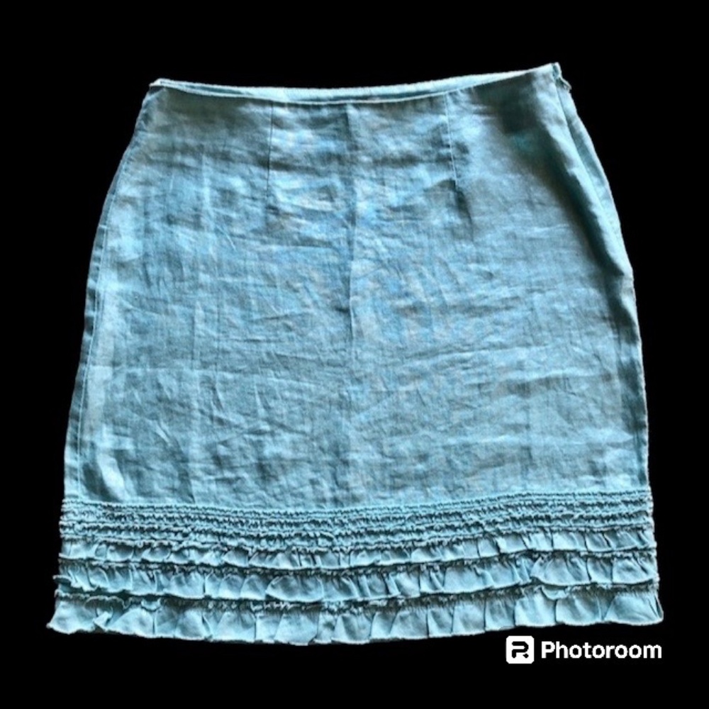 Tommy Bahama Blue Ruffled Pencil Skirt